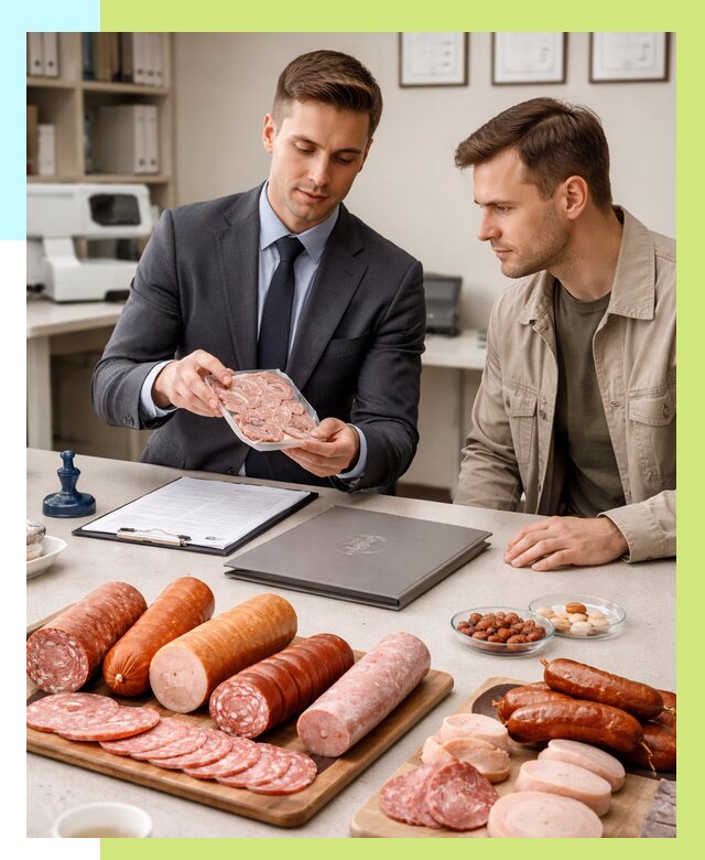 Сертификация колбасных изделий в Кургане от 7732 р. | Алешин-Крг